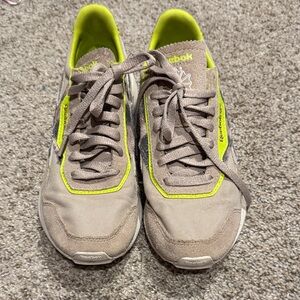 Reebok Taupe and Lime Athletic Shoes